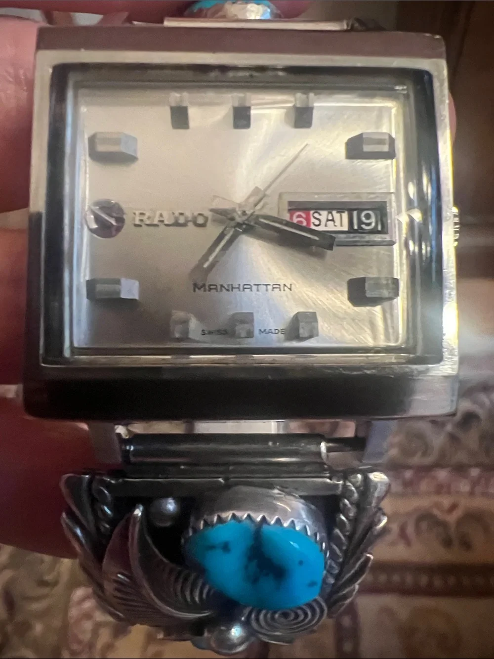 Rado Silver Watch with Sterling & Turquoise Band